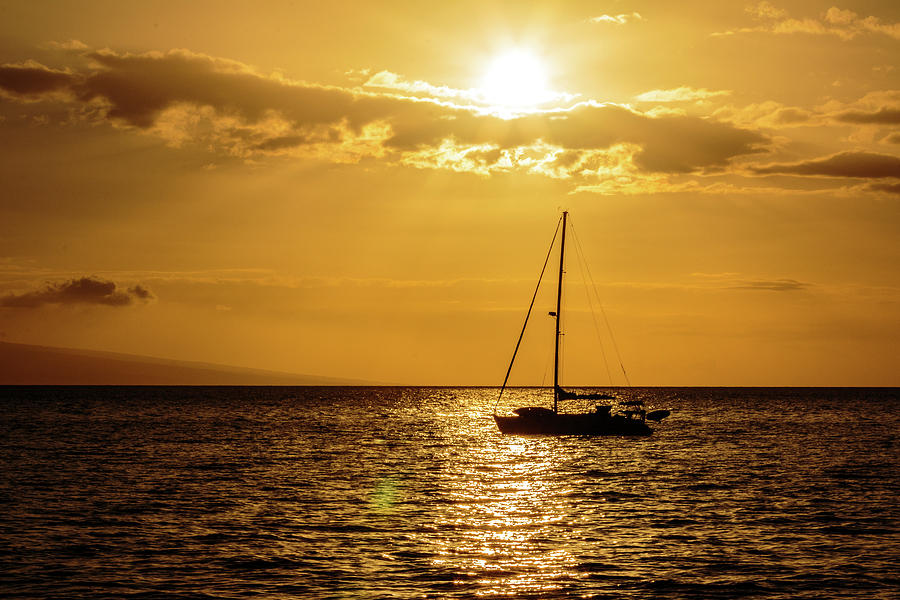 Sailboat At Sunset Photograph