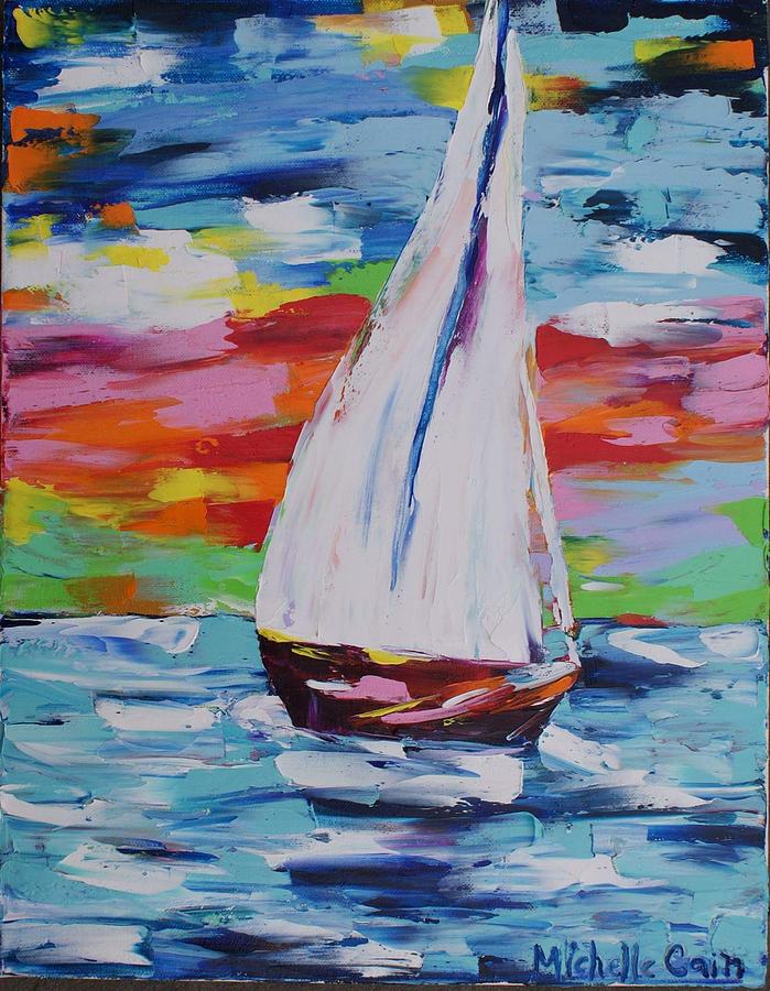 Sailboat at Sunset Painting by Michelle Cain - Fine Art America