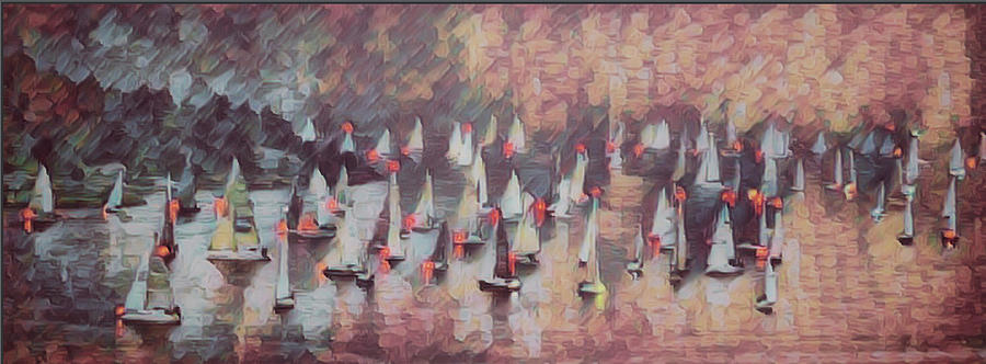 SAILBOAT BAY-Passing Rain Shower Digital Art by John S Stewart