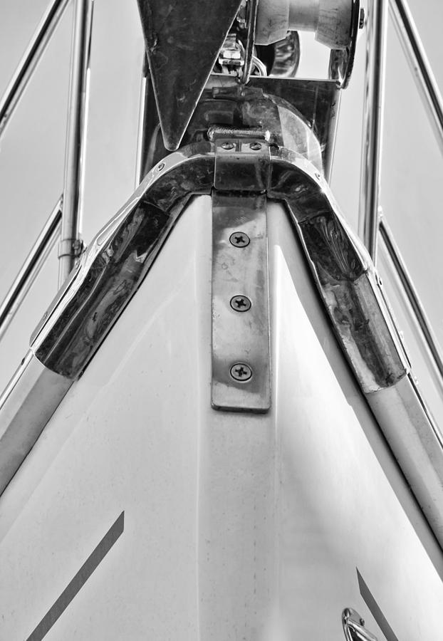 Sailboat Bow 2 b/w Photograph by Greg Jackson