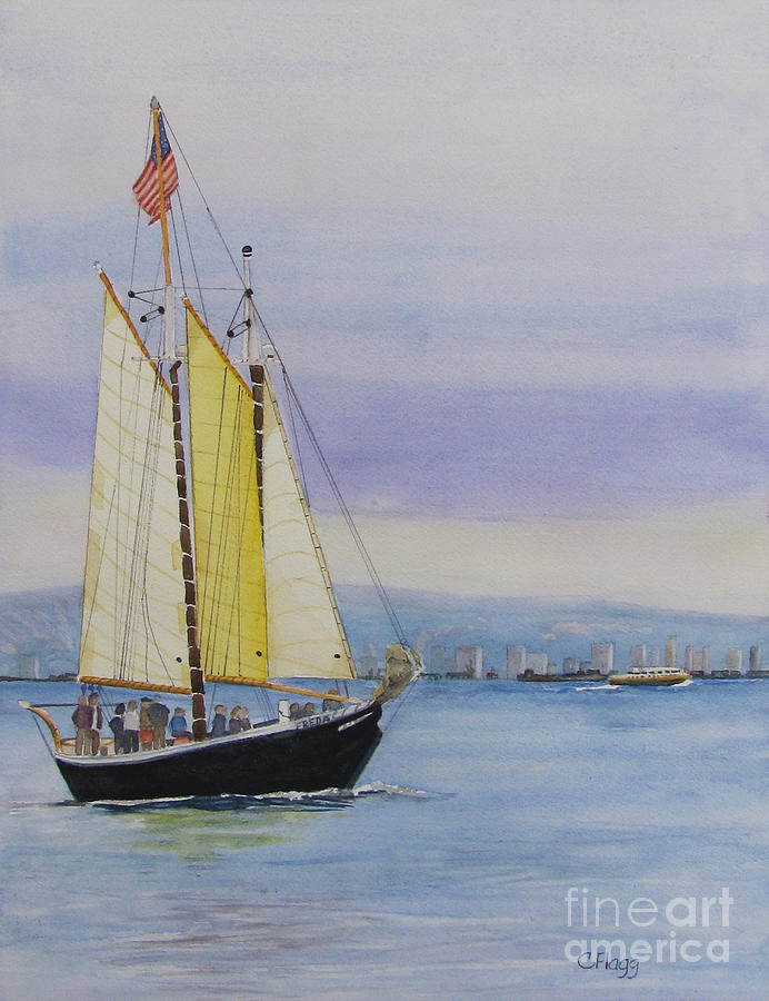 Sailboat Painting by Carol Flagg