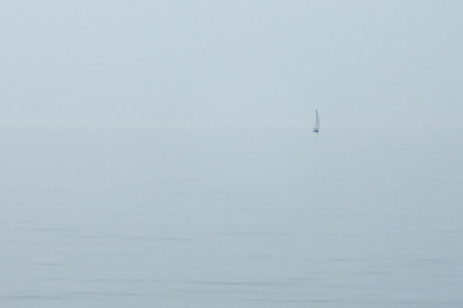 Sailboat in Fog Photograph by Lars Lentz