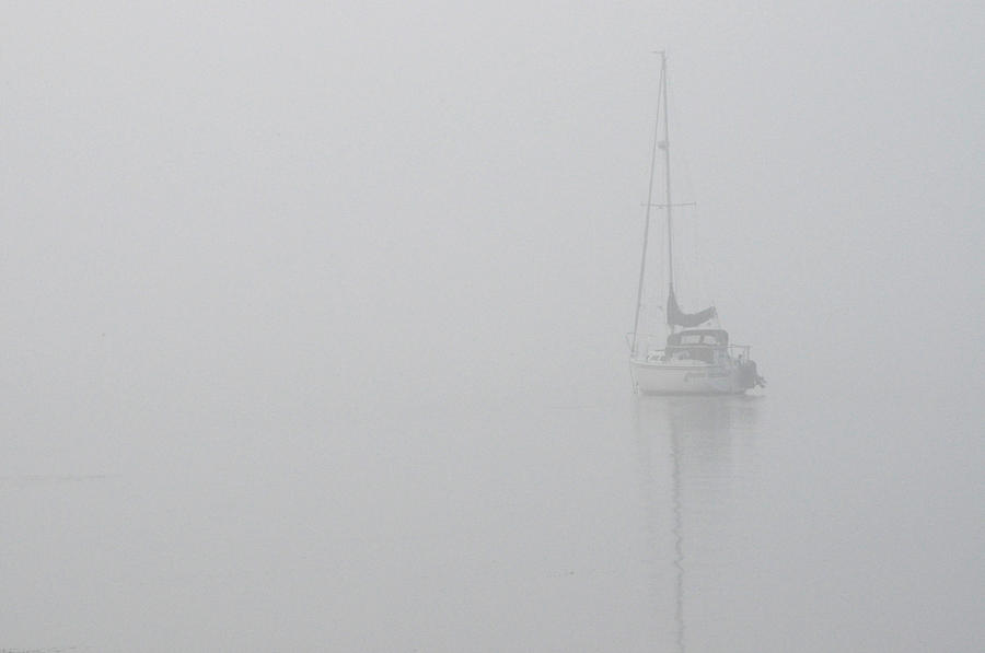 Boat Photograph - Sailboat In Fog by Tim Nyberg