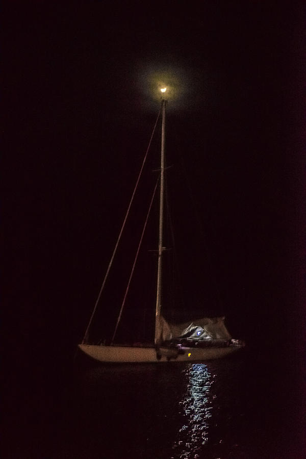 Sailboat in the Moonlight Photograph by Harry Strharsky
