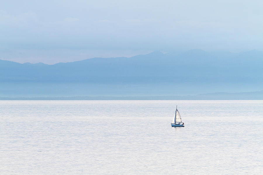 Sailboat in the Salish Sea Photograph by Michael Russell