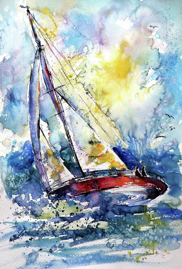 Sailboat in the wind II Painting by Kovacs Anna Brigitta
