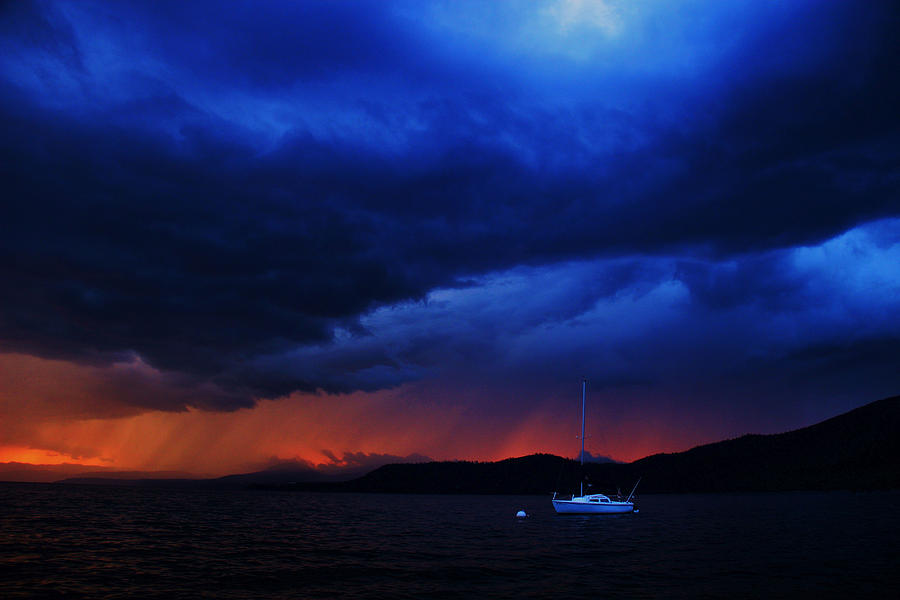 Sailboat in Thunderstorm Photograph by Sean Sarsfield