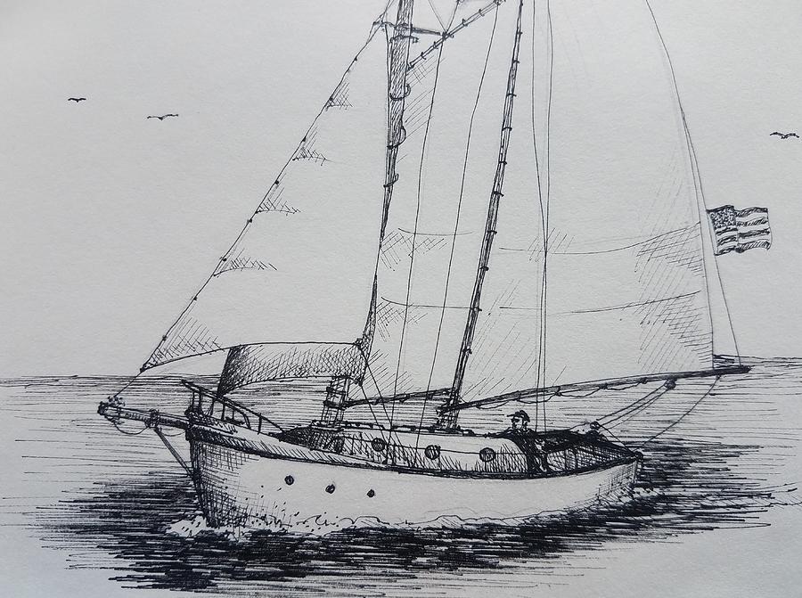 Sailboat Drawing by Martin Greene Pixels