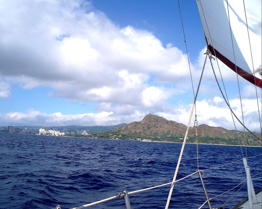 Honolulu Photograph - Sailboat off Diamondhead by Grant Wiscour