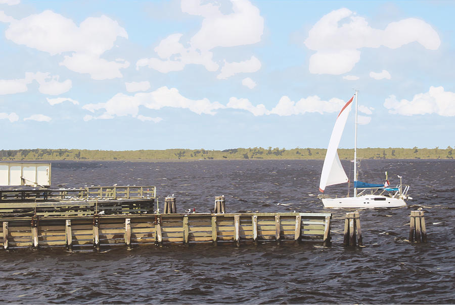 Sailboat on approach  Painting by Darrell Foster