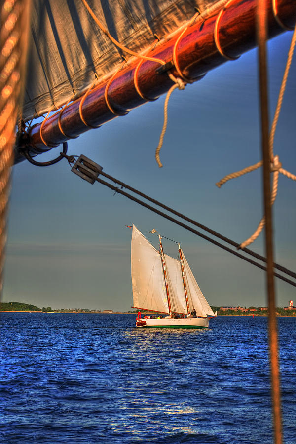 Boston Photograph - Sailboat on Boston Harbor by Joann Vitali