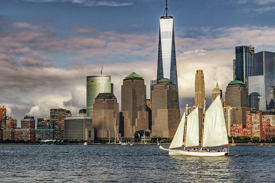 Sailboat on New York Harbor Photograph by Janis Knight