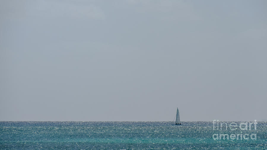 Sailboat on the Sparkly Carribean Photograph by Cheryl Baxter