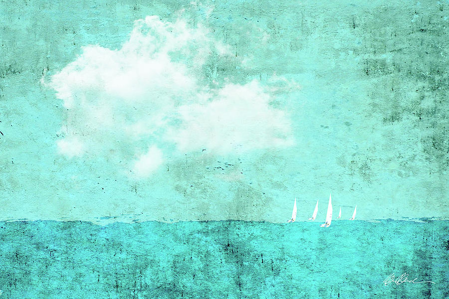 Sailboat Race in Aqua No.2 Digital Art by Marc Ward - Fine Art America