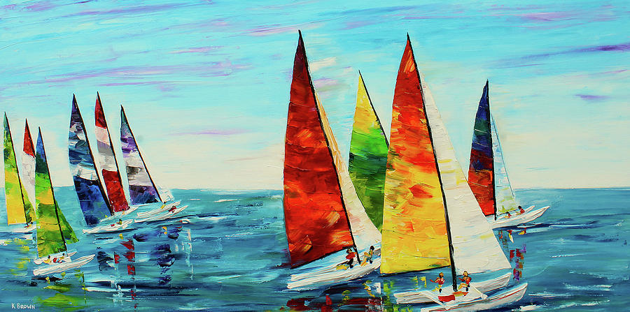 Sailboat Race Painting by Kevin Brown