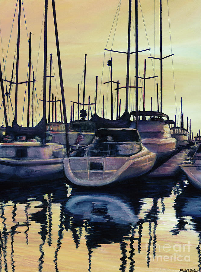 Sailboat Reflections Painting by Elisabeth Sullivan