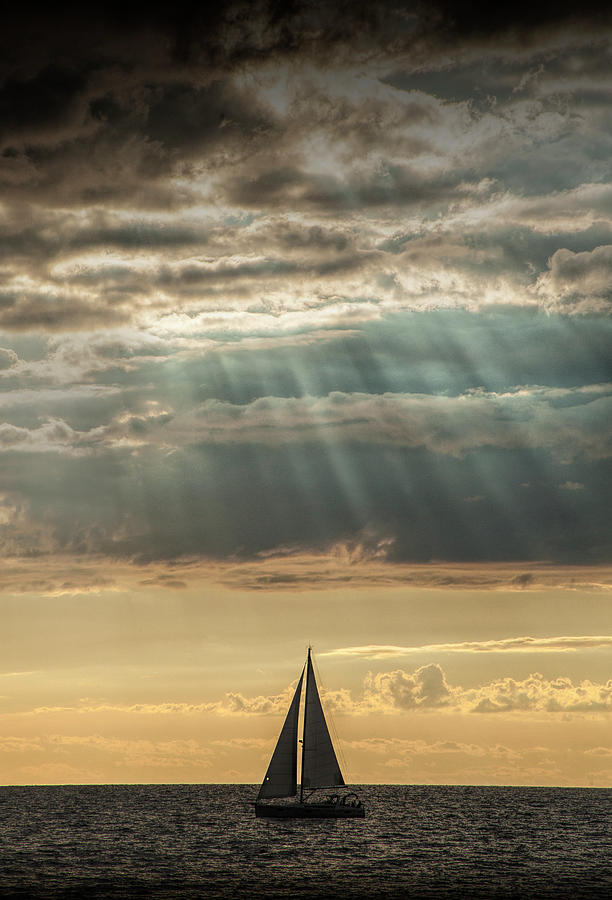 Sailboat sailing in Lake Michigan Photograph by Randall Nyhof