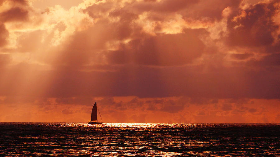 Sailboat Sun Rays Photograph by Lawrence S Richardson Jr