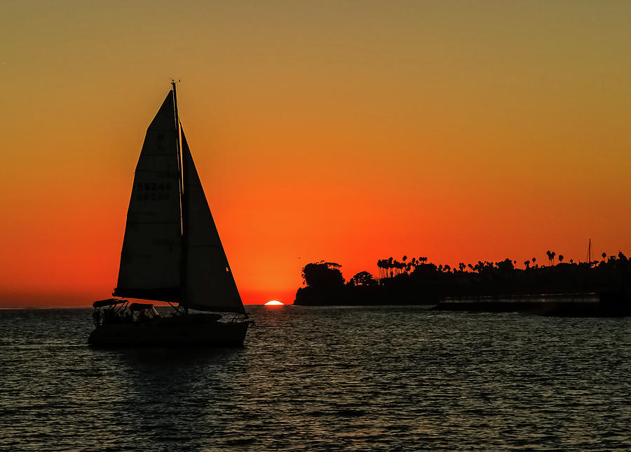 Sailboat sunset Photograph by Kathleen McGinley