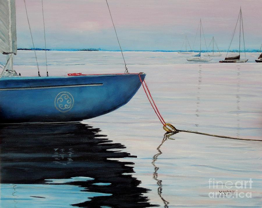 Sailboat tied Painting by Marilyn McNish