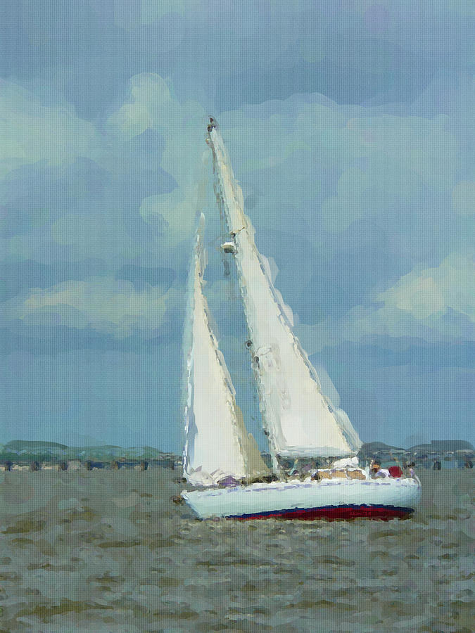 Sailboat With Watercolor Effect Photograph by Kathy K McClellan