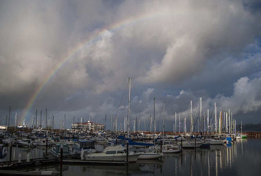 Sailboats and Rainbow Photograph by Robert Potts