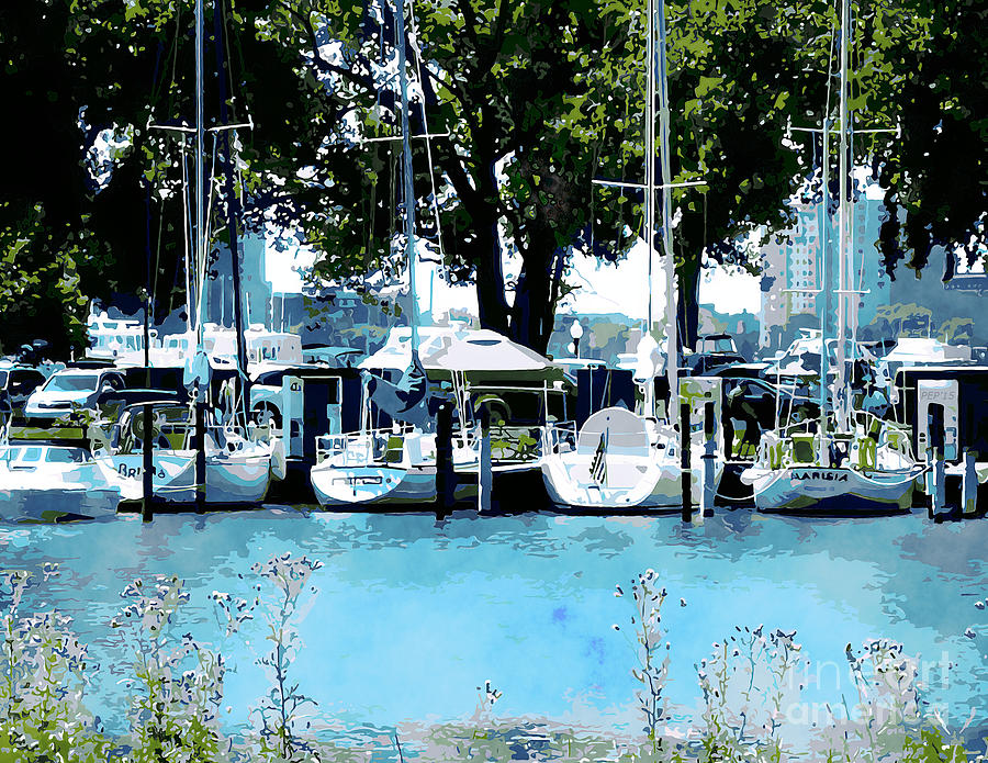 Sailboats At Belle Isle Digital Art by Phil Perkins