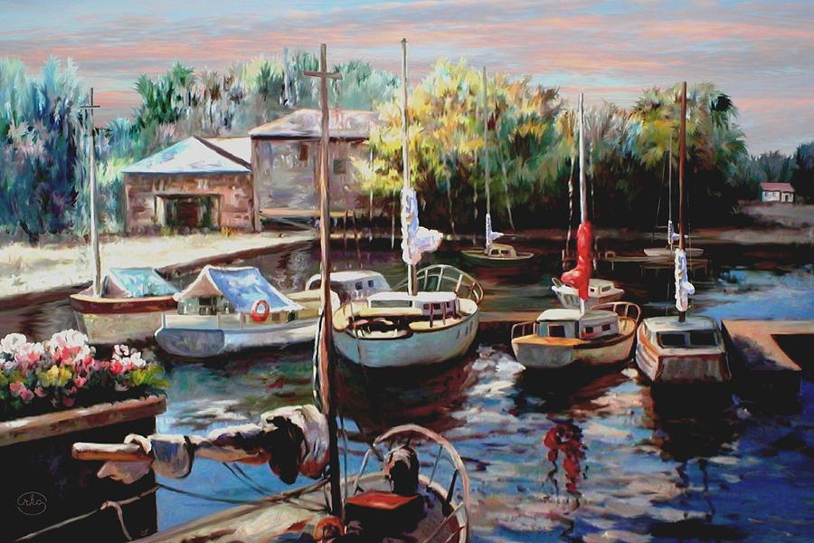 Harbor Sailboats at Rest 2 Digital Art by Ron Chambers