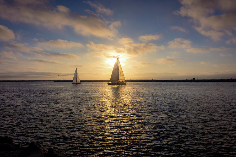 Sailboats at Sunset Photograph by Andy Konieczny