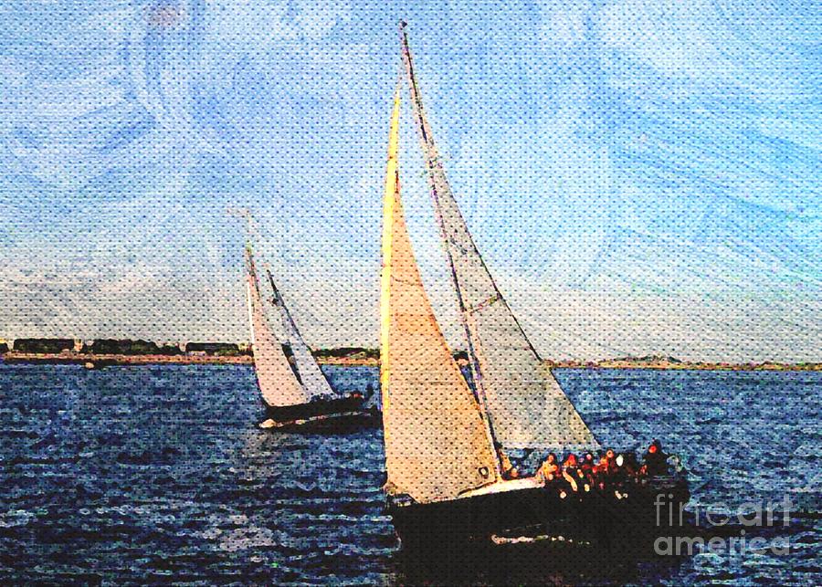 Sailboats Digital Oil Painting Photograph by Diann Fisher