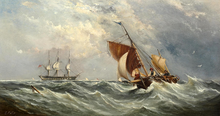 Sailboats in a Squall Painting by Ebenezer Colls