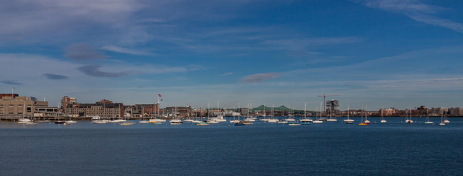 Sailboats in Boston Harbor Panorama Photograph by Brian MacLean