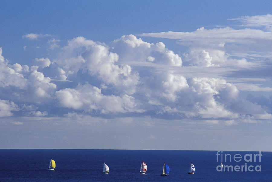 Sailboats In Distance Photograph by Mary Van de Ven - Printscapes