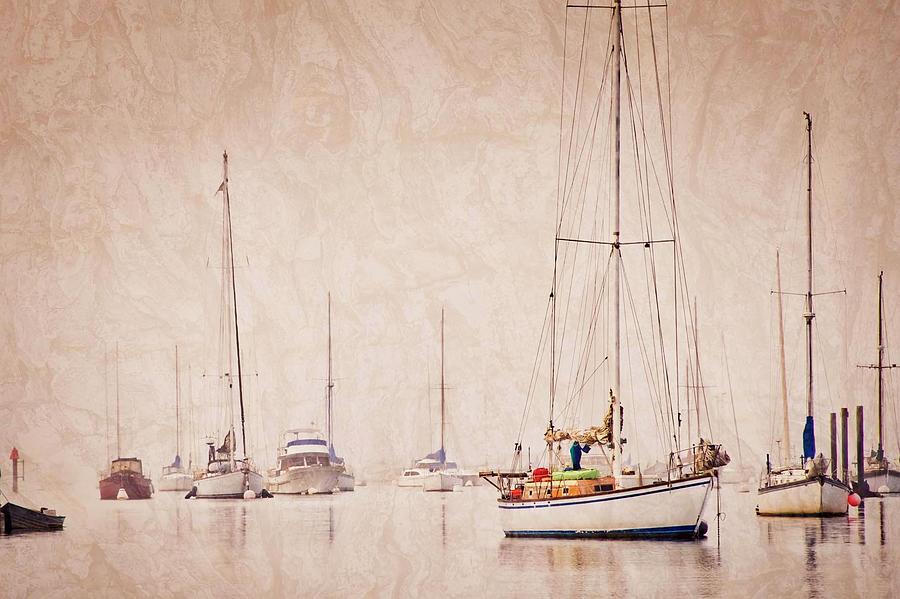 Sailboats Photograph - Sailboats in Morro Bay Fog by Zayne Diamond Photographic Sailboats Photograph - Sailboats in Morro Bay Fog by Zayne Diamond Photographic