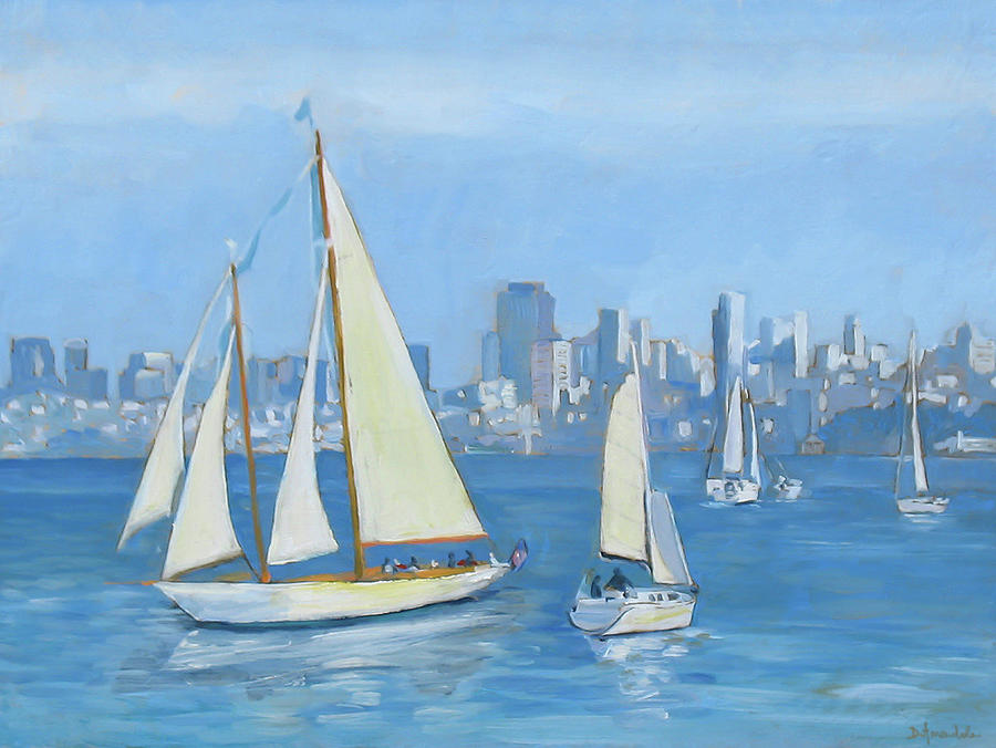 Sailboats In Sausalito Painting by Dominique Amendola