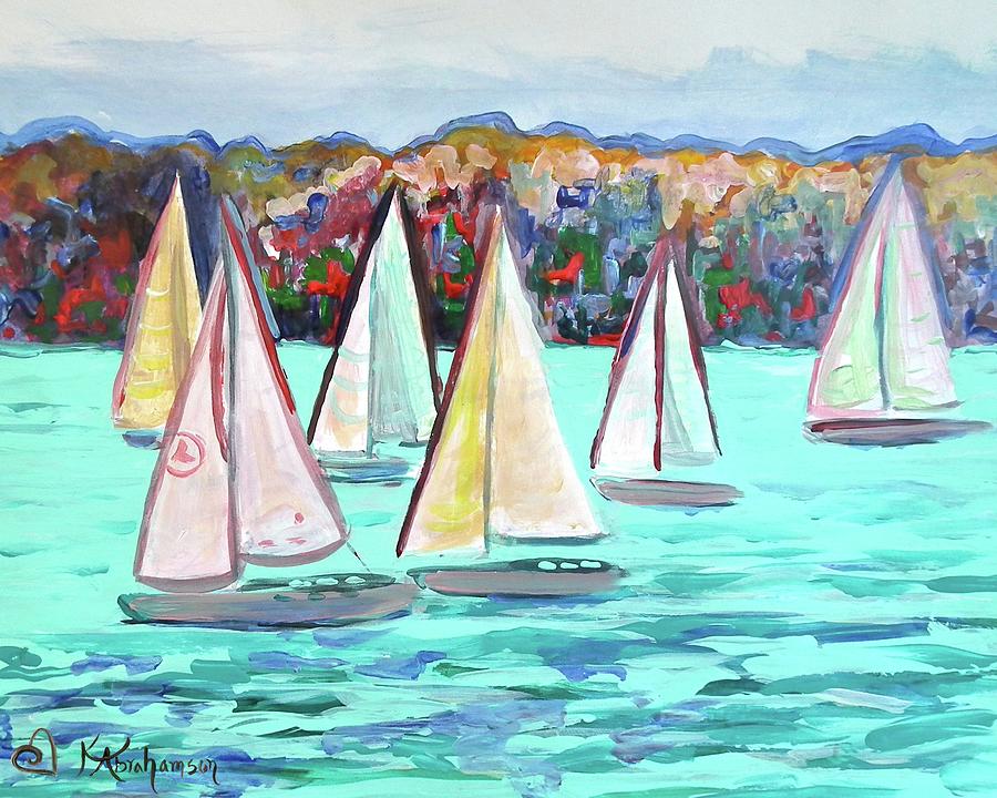 Sailboats in Spain I Painting by Kristen Abrahamson