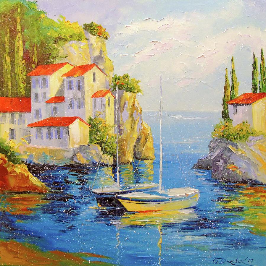 Sailboats In The Harbor Painting By Olha Darchuk - Fine Art America