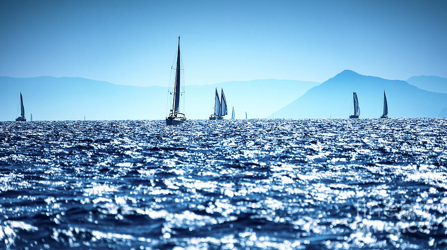 Sailboats in the sea Photograph by Anna Om