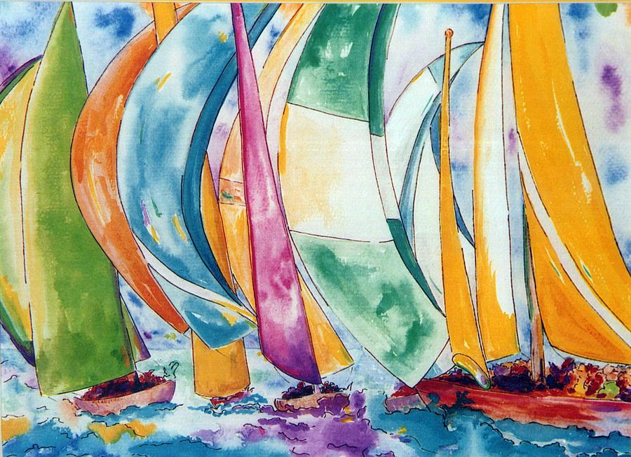 Sailboats Painting by Lisa Boyd
