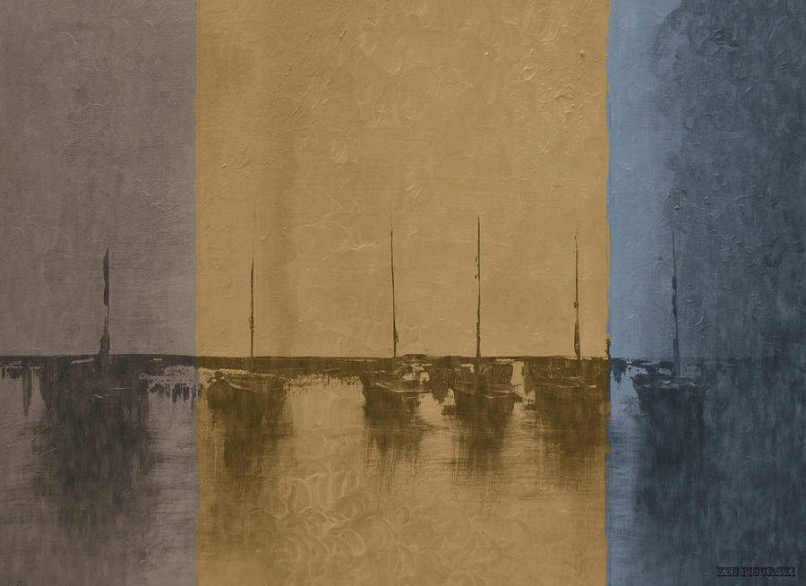 Sailboats Neutral Colors 2 Mixed Media by Ken Figurski