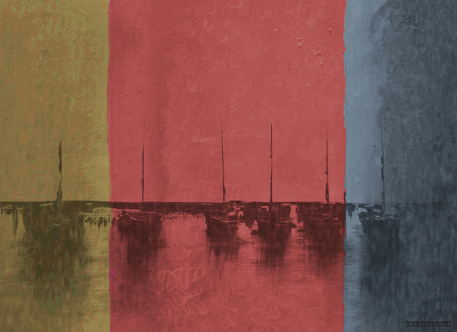 Sailboats Neutral Colors 3 Mixed Media by Ken Figurski