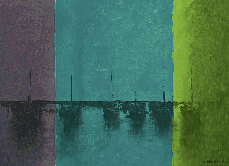Sailboats Neutral Colors 5 Mixed Media by Ken Figurski