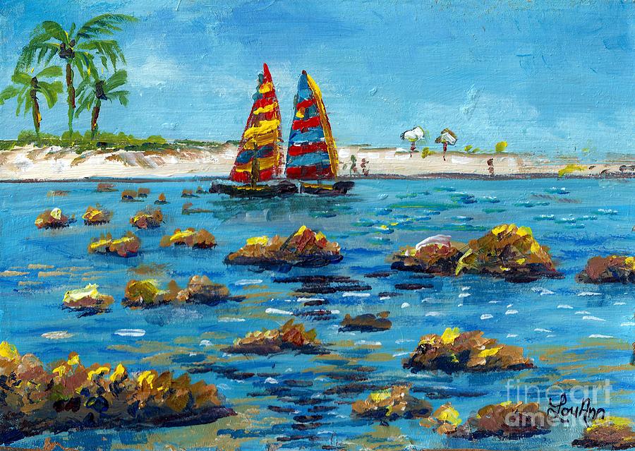 Sailboats on Siesta Key Painting by Lou Ann Bagnall