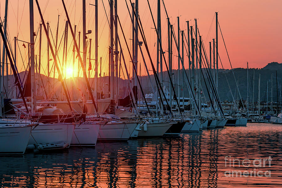 Sailboats on sunset Photograph by Anna Om