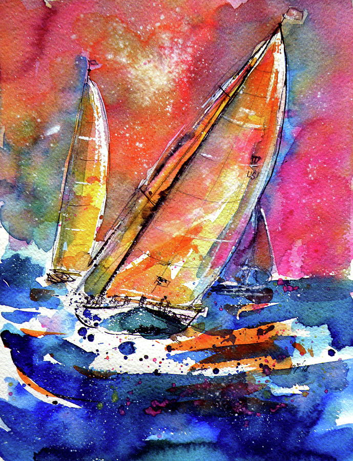 Sailboatstogether Painting by Kovacs Anna Brigitta