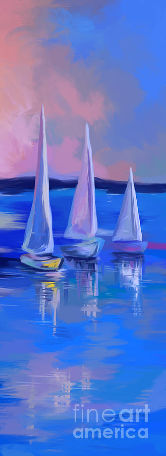Sailboats In The Harbor 1 Painting by Tim Gilliland