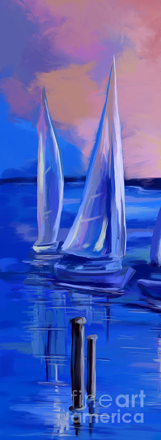Sailboats In The Harbor 3 Painting by Tim Gilliland