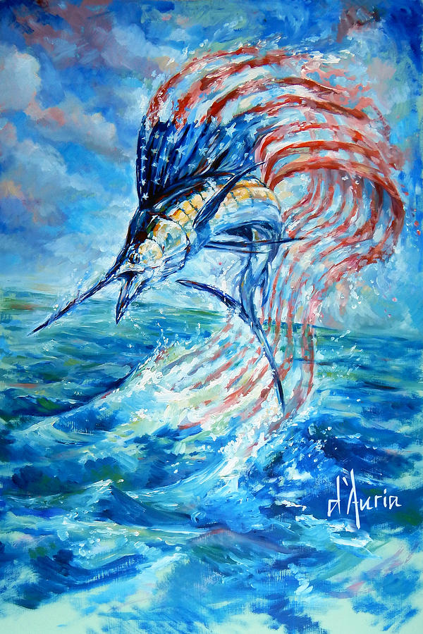 Sailfish Americana Painting by Tom Dauria