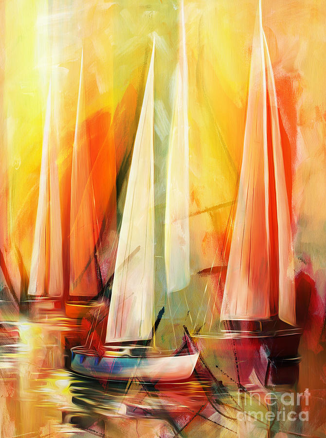 Sailing Abstract Painting by Gull G