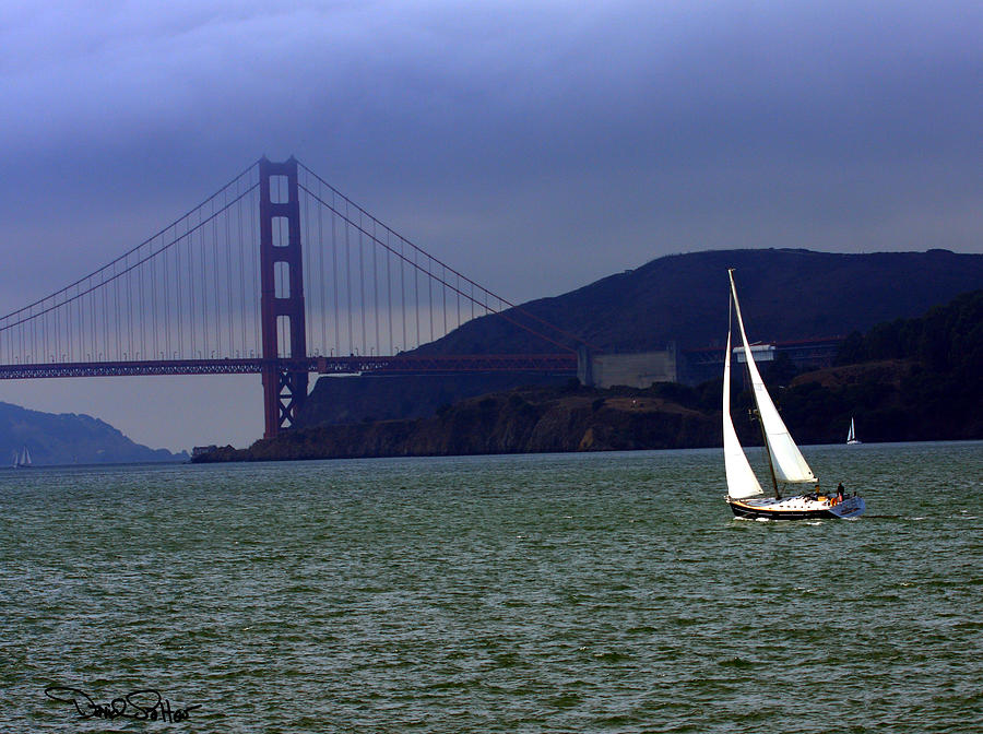 Golden Gate Bridge Digital Art - Sailing and the Golden Gate  by David Salter